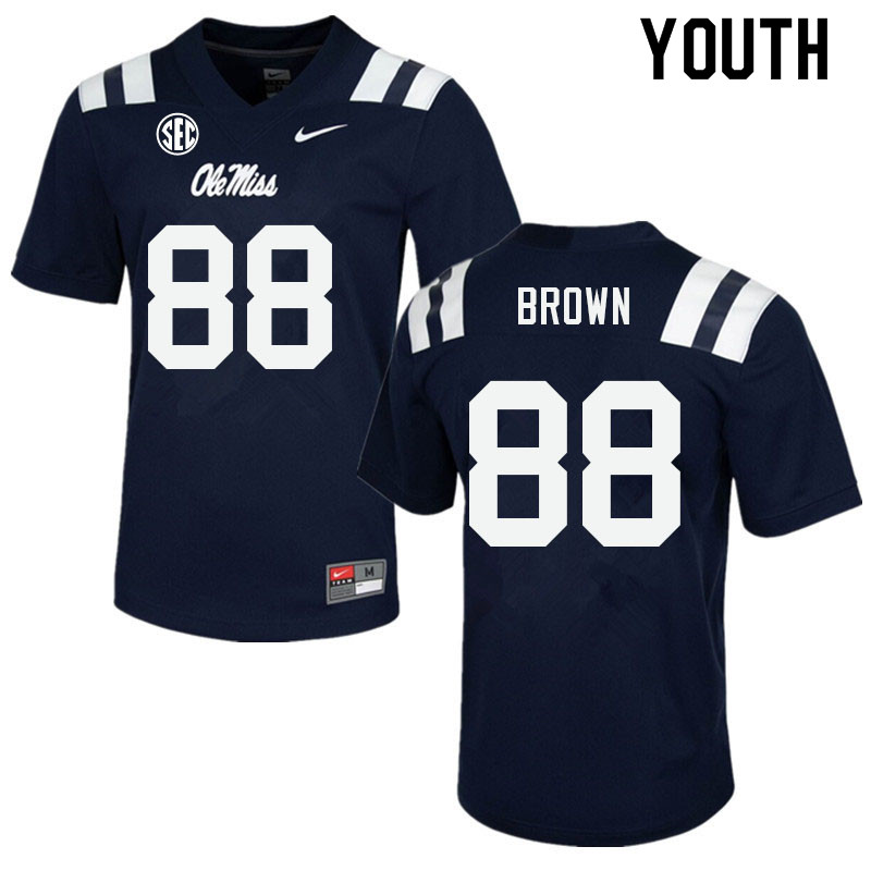 Bralon Brown Ole Miss Rebels NCAA Youth Navy #88 Stitched Limited College Football Jersey XSG1758ZU